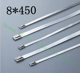 高質量100pcs 8mmx450mm自鎖不銹鋼拉鍊拉鍊拉鍊領帶包裹