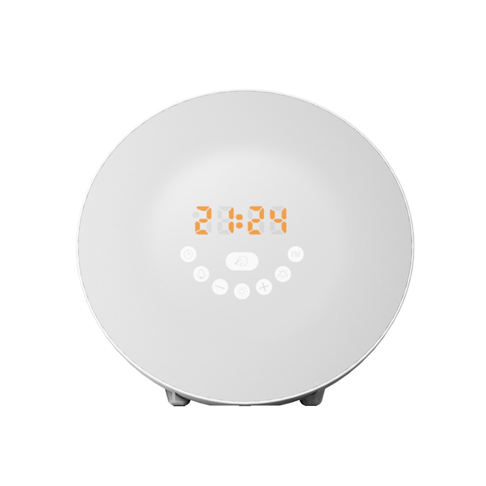 帶有模擬日出LED燈的新數字鬧鐘喚醒FM無線電彩色光觸摸SEN