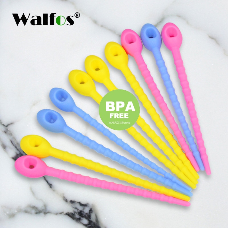 Walfos 100％食品級矽膠袋，電纜管理，拉鍊領帶扭轉，通用多用途袋