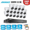 Annke 16CH 3MP CCTV系統高清TVI DVR 16PCS 2048*1536 TVI安全圓頂攝像頭室外CCTV攝像機H