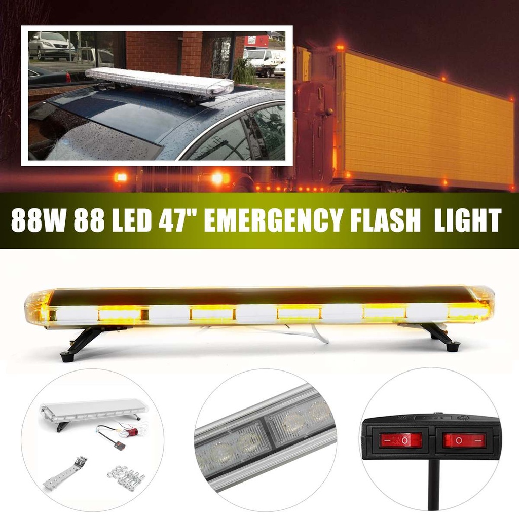 47英寸88W汽車LED Flash緊急信標光88LED響應頻閃琥珀色/白色用於汽車TRU