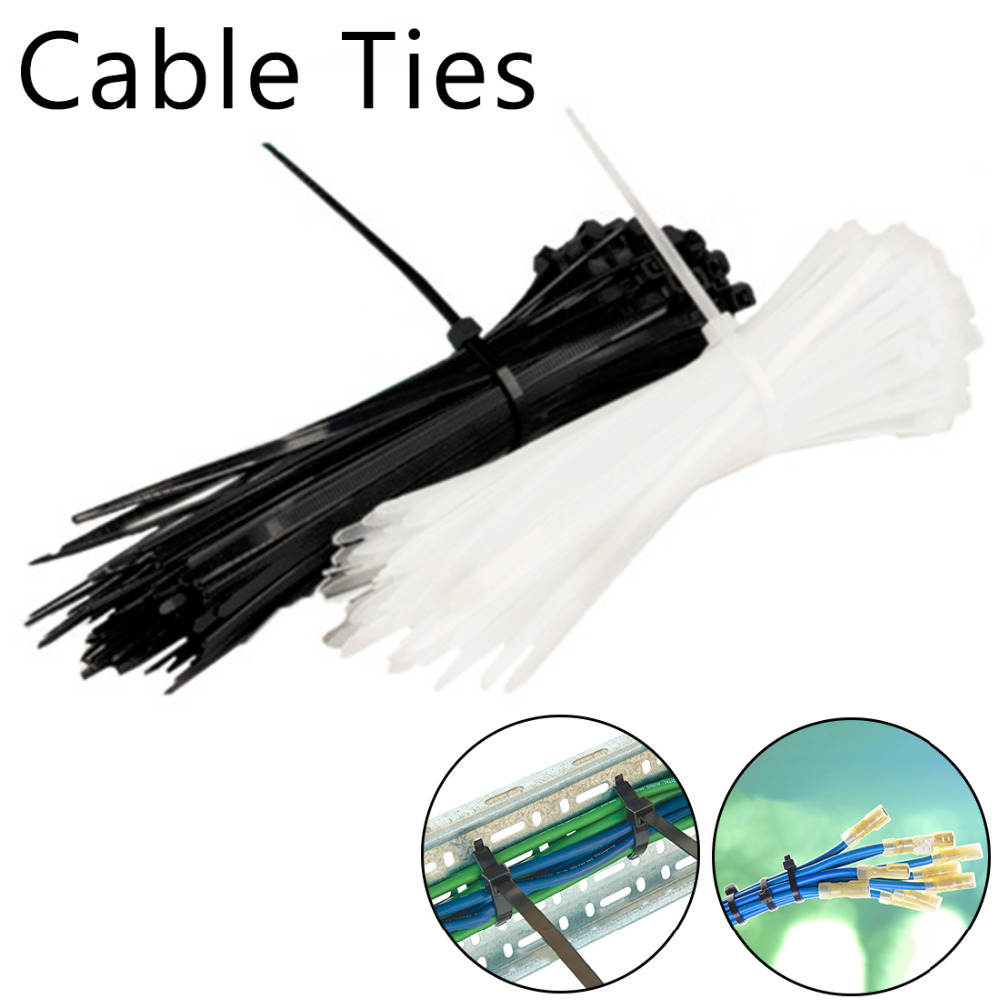 3毫米 * 200mm自鎖尼龍電纜綁帶100pcs塑料拉鍊紮帶18磅線綁定包裹皮帶