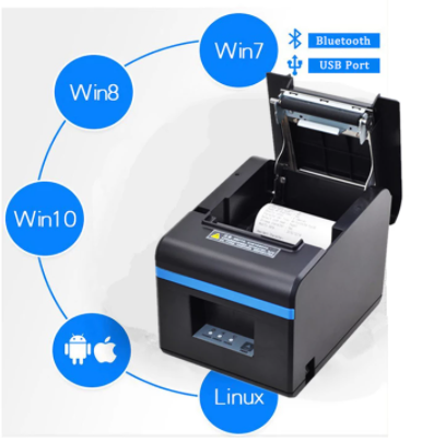 POS 80mm的熱收據打印機，帶有藍牙USB端口票證檢查打印機，帶有自動切割機，用於移動Android獲勝