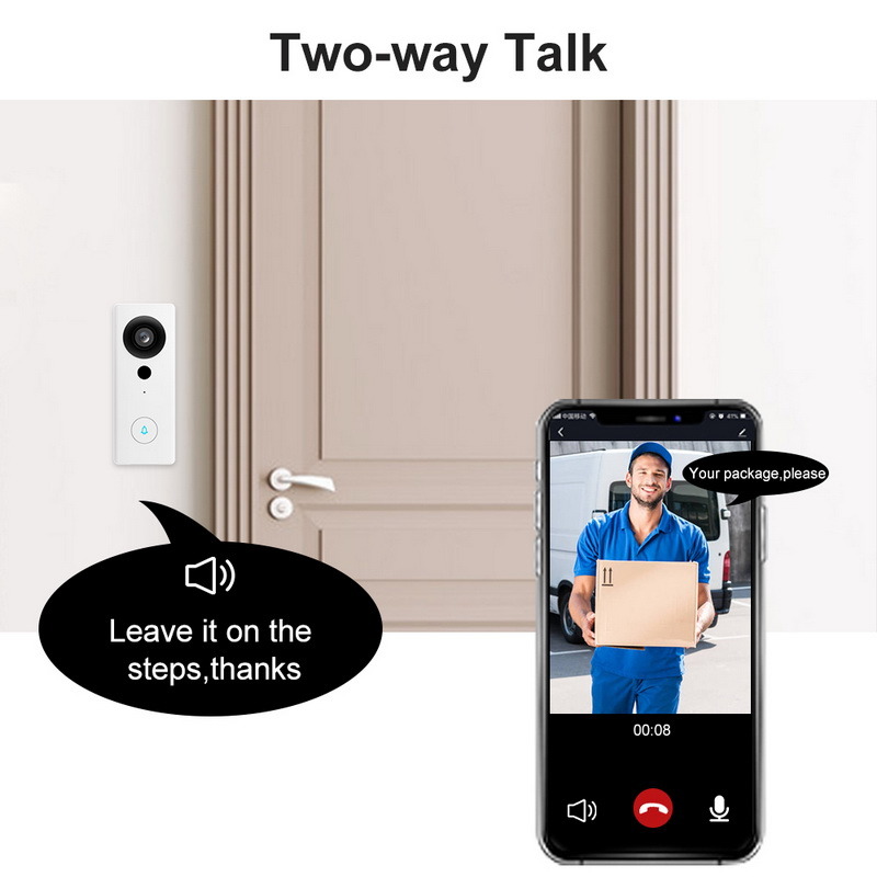 智能家用門鈴戶外視頻智能門鈴無線高清WiFi 1080p雙向音頻門鈴