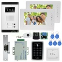 7''顏色視頻門電話對講機與RFID門訪問控制鍵盤系統套件套件 +ELEC